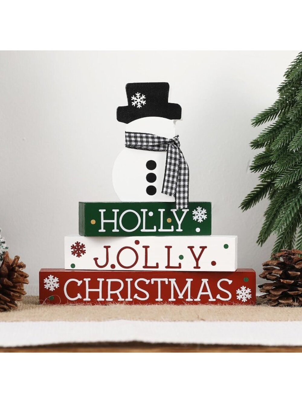 New 4 PCS Red White Green Wooden Block Classic-Sign for Shelf Decoration